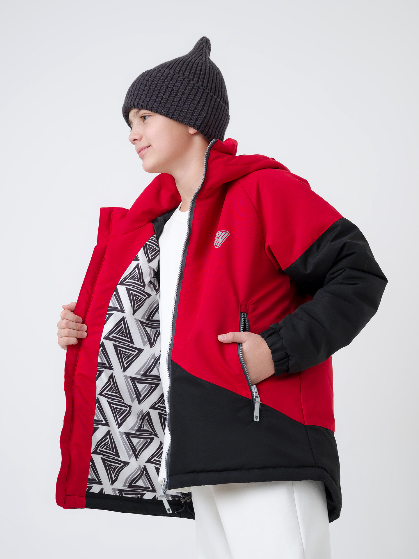 

Куртка детская Sherysheff О19066, вишня, черный, 128, Красный, О19066