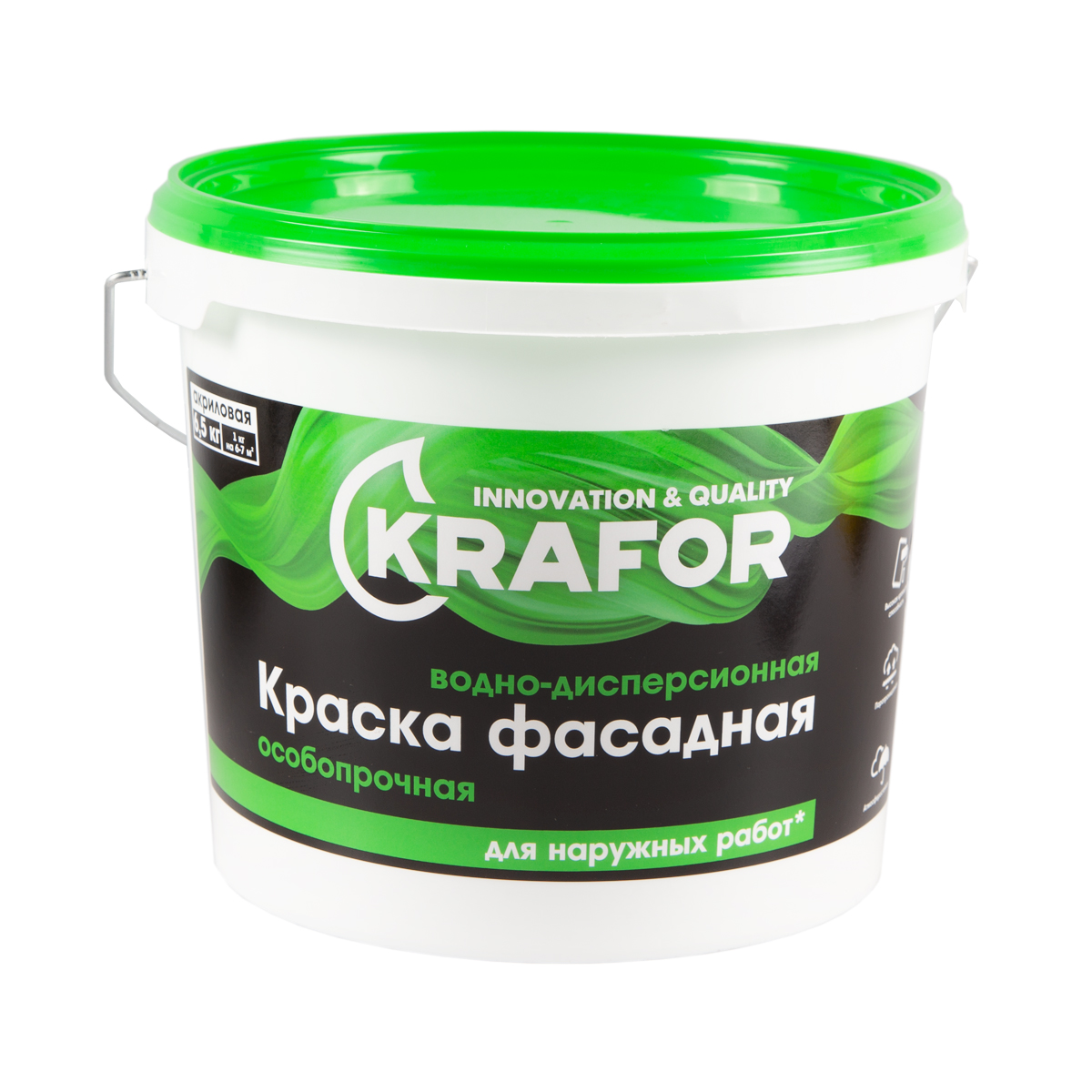 фото Краска в/д фасадная особопрочная 6,5 кг "krafor" (зелен.)