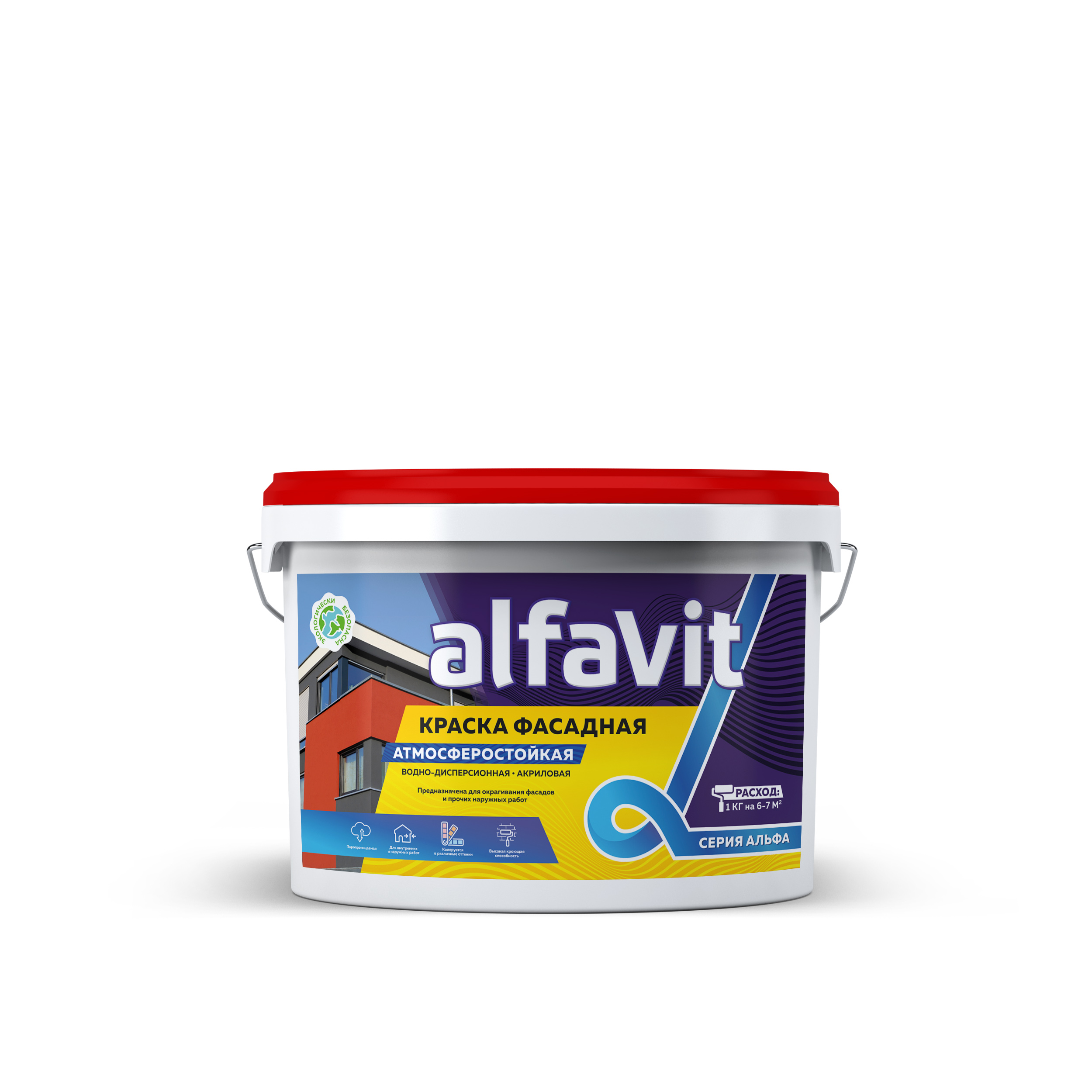 фото Краска в/д фасадная "alfavit" 3 кг серия альфа