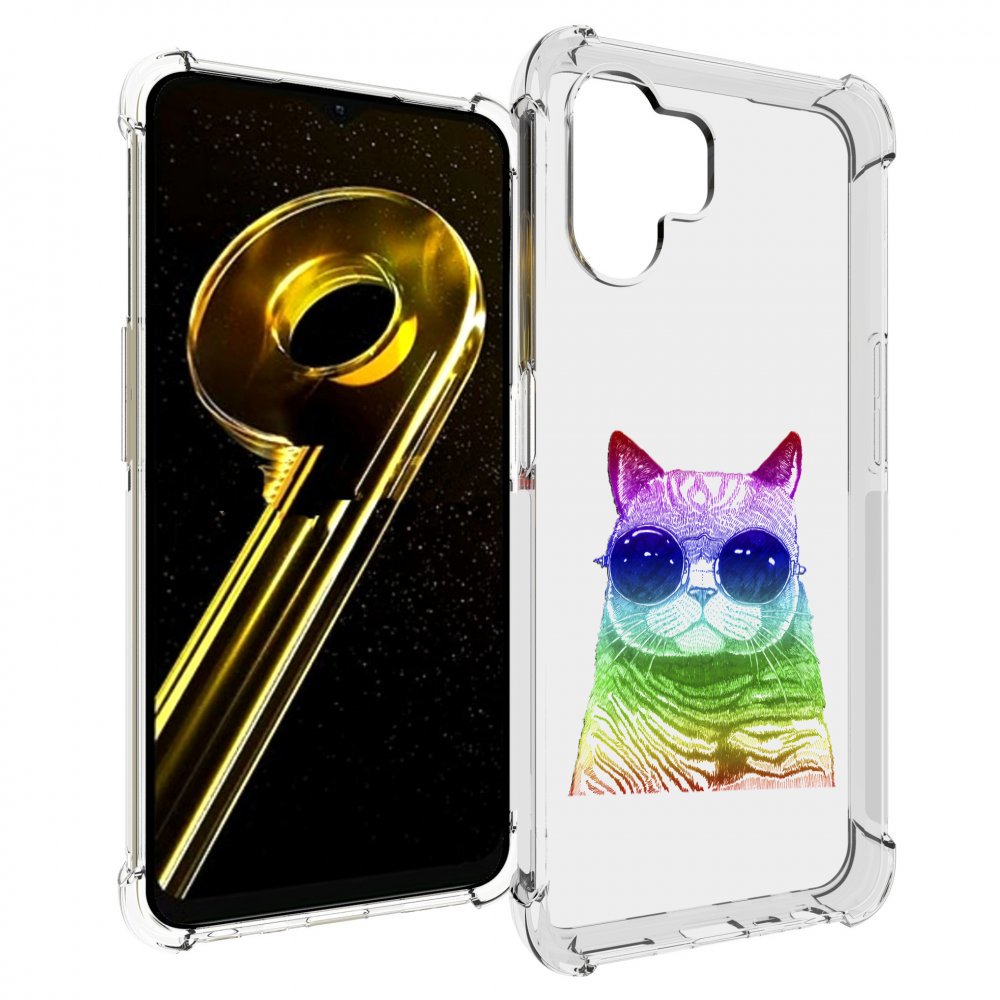 

Чехол бампер MyPads Кот в очках для Realme 10 5G противоударный, Прозрачный, Tocco