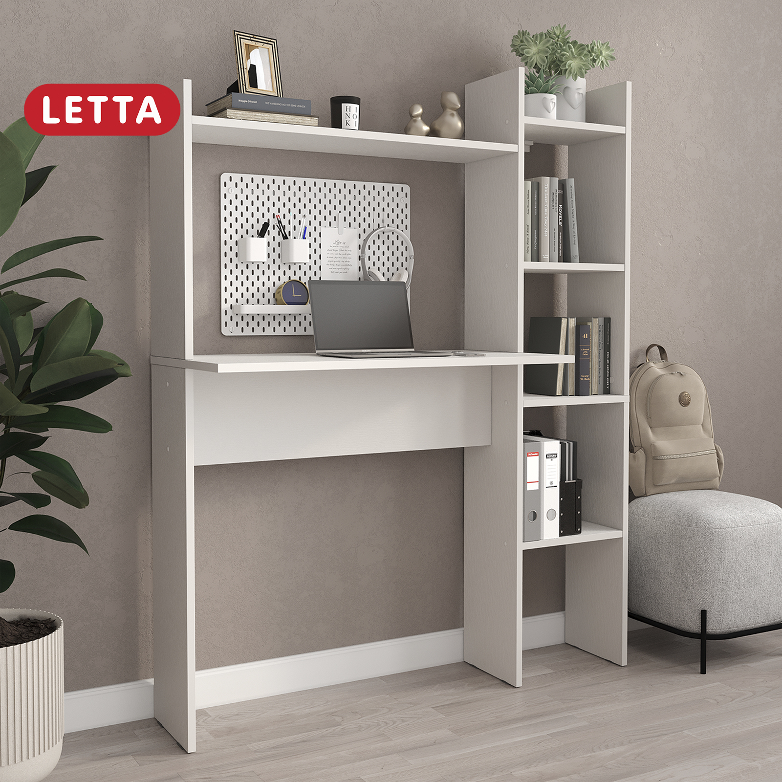 Стол письменный компьютерный LETTA Ultra Lite 108х138х40 Белое тиснение