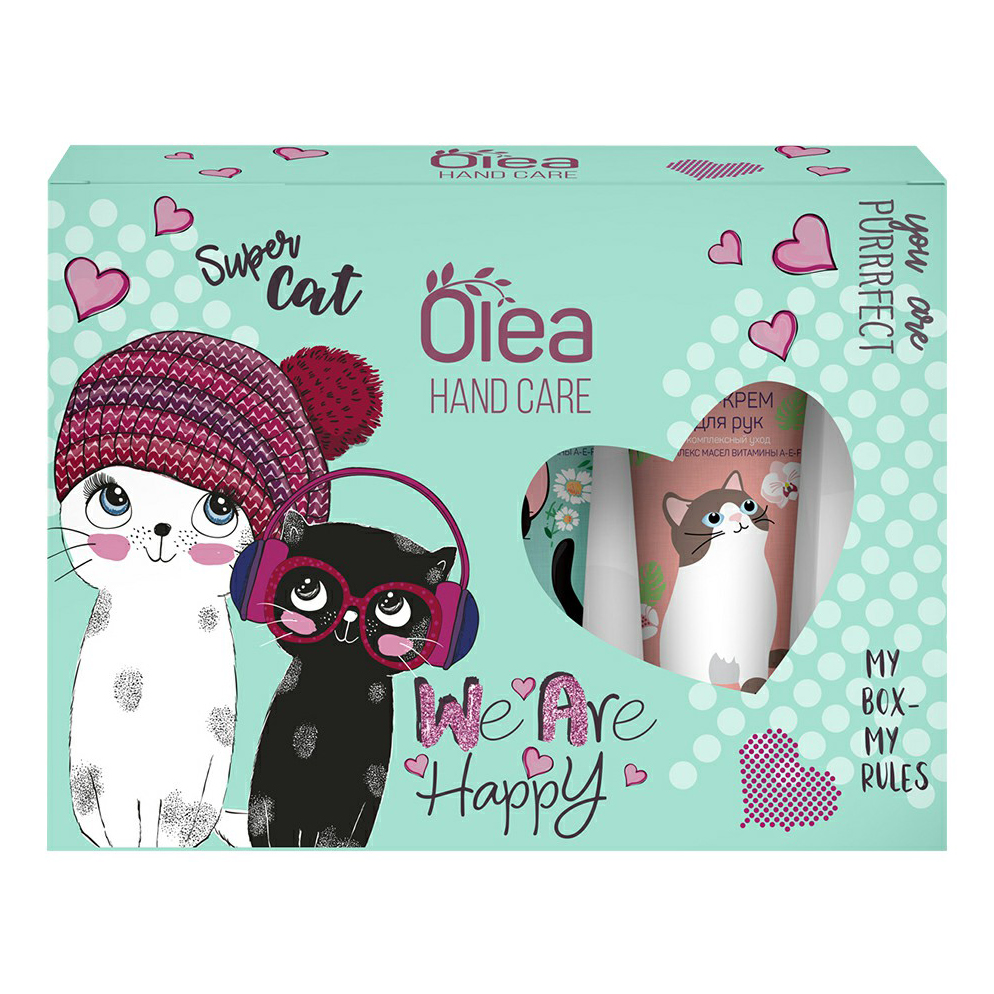 Набор средств для рук Olea Hand Care Cats комплексный питательный увлажняющий 3 предмета