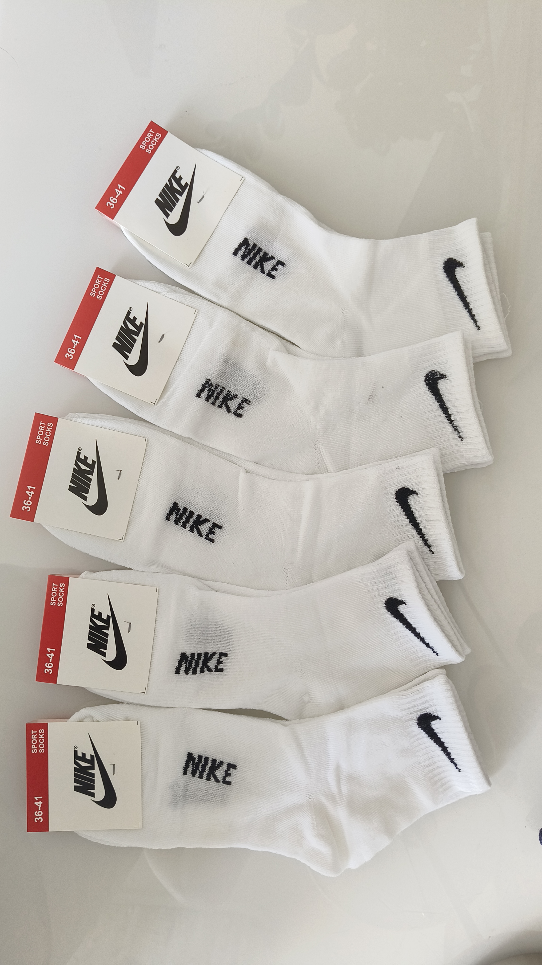 Комплект носков женских Nike SPORT SOCKS белых 36-41, 5 пар