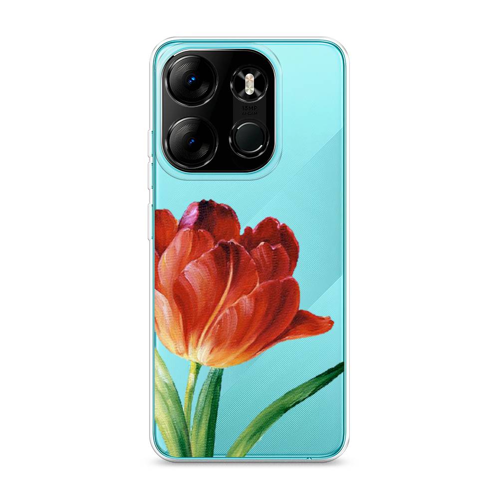 

Чехол Awog на Tecno Spark Go 2023"Красный тюльпан", Оранжевый;зеленый, 303150-8