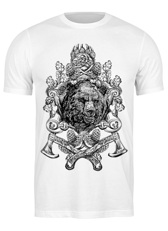 

Футболка мужская Printio Футболка "славянский медведь" белая S, Футболка "славянский медведь"