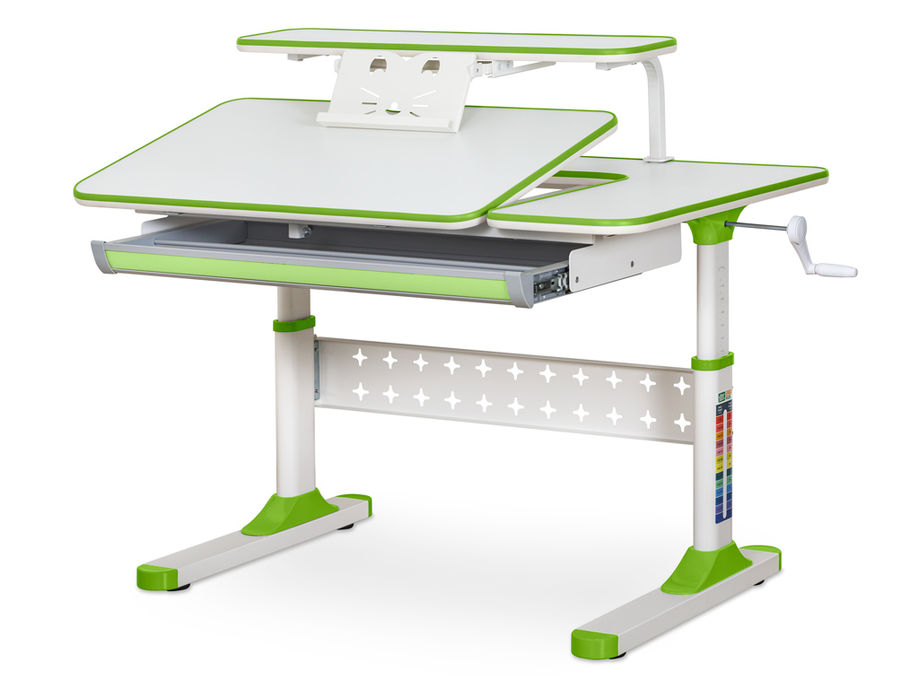 

Стол компьютерный Mealux Ergokids TH-320 (ш100х г66х в53-77x) бело-зеленый