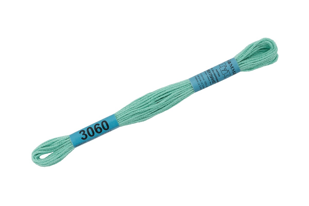

Gamma мулине, 100% хлопок, 24х8 м, №3060, бирюза, Голубой