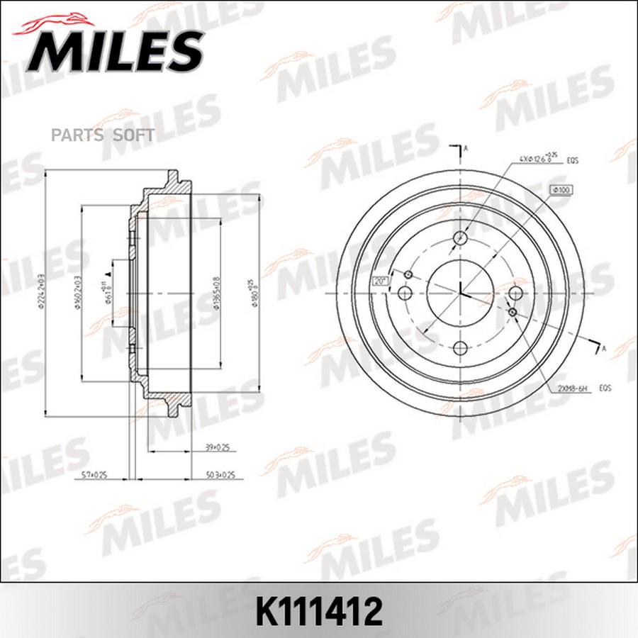 

MILES Барабан тормозной MILES k111412 комплект 1 шт