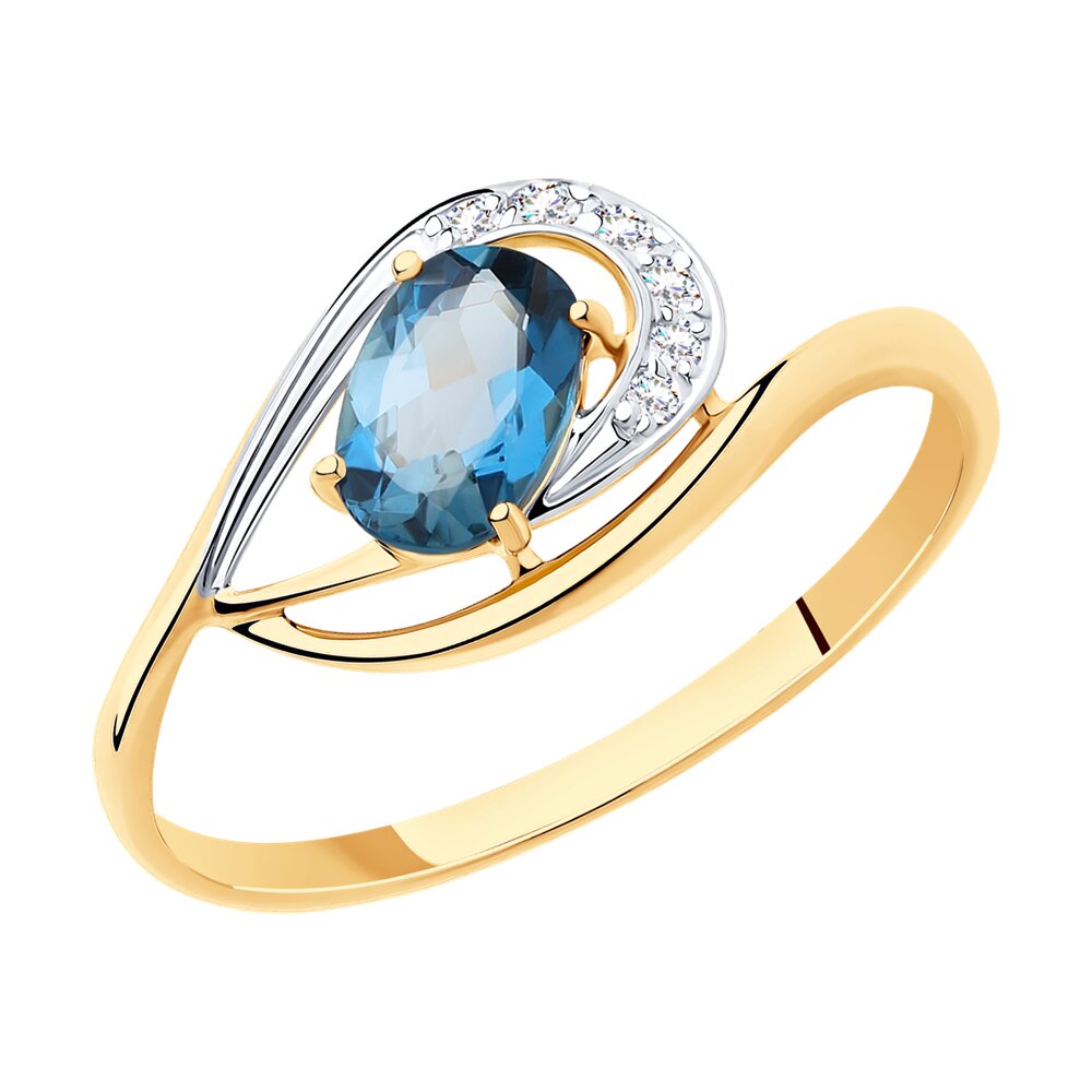 

Кольцо из красного золота р. , Diamant 51-310-00304-2, фианит/топаз, 51-310-00304-2