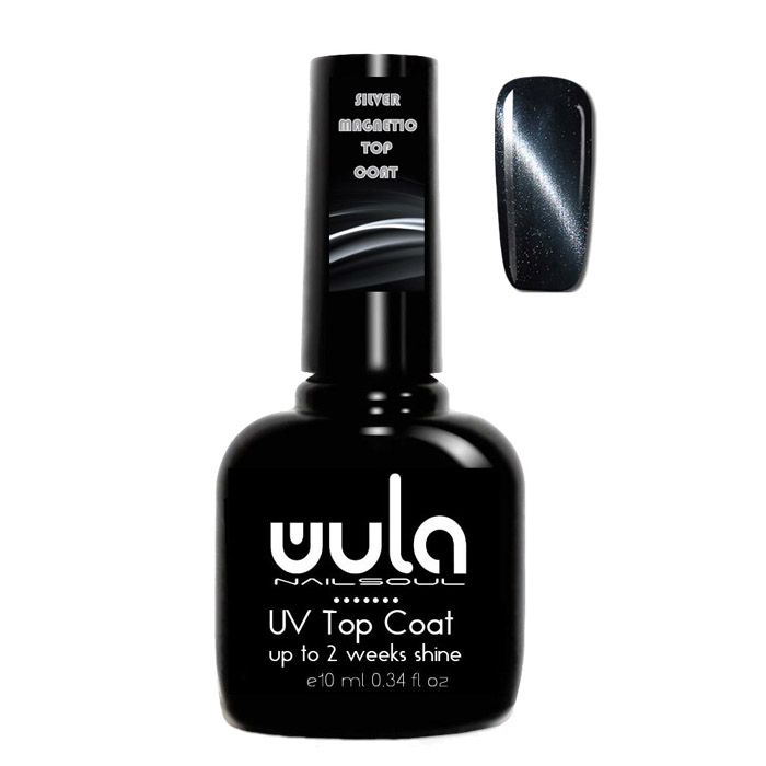 фото Покрытие топовое магнитное для гель-лака / wula uv magnetic top coat, silver 10 мл wula nailsoul