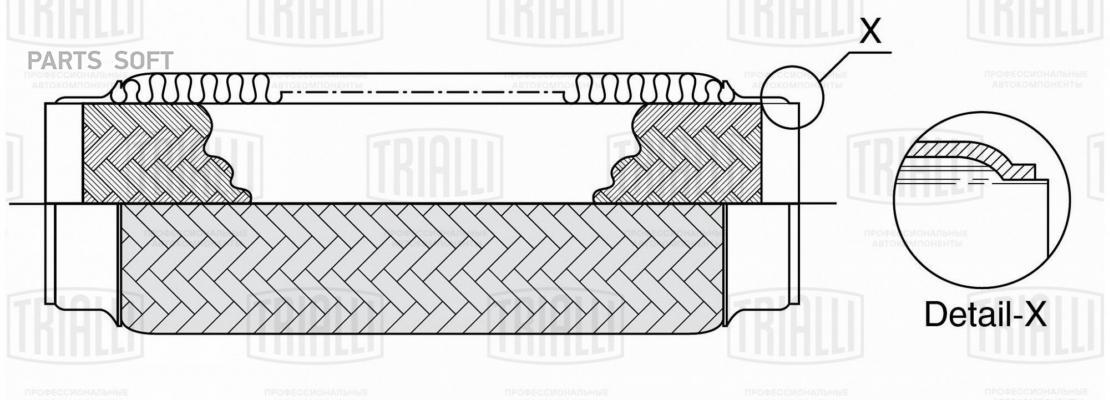 TRIALLI FT0070 Виброкомпенсатор вых. трубы (Гофра) 70x100 InnerBraid (нерж. сталь) (FT 007 100044482305