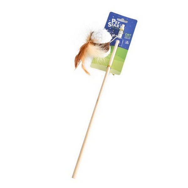 Игрушка для кошки Pet Star Удочка узелок с мятой и перьями текстиль 40 см