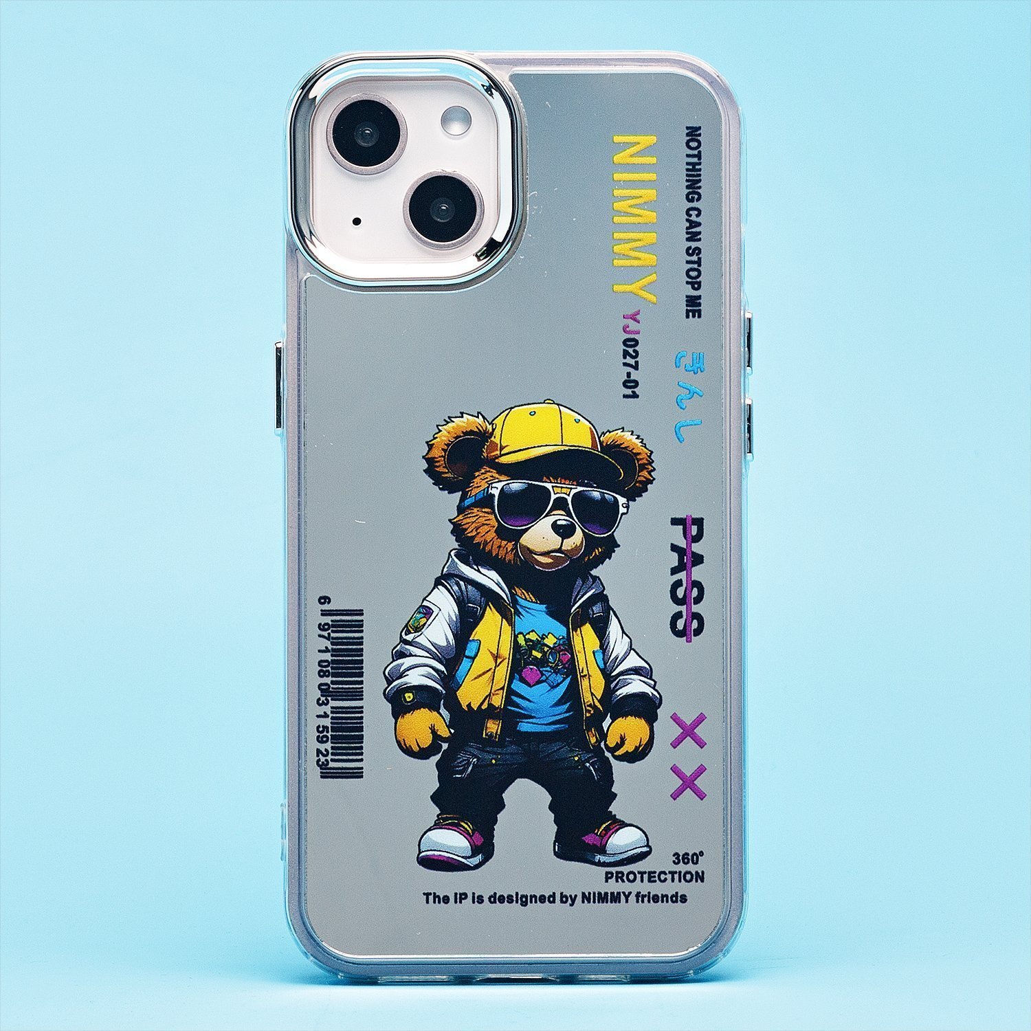 

Чехол для iPhone 13, iPhone 14 силиконовый (рис. 092/мишка) <серый>, Прозрачный