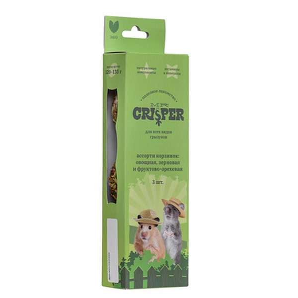 

Лакомство для грызунов Mr.Crisper Корзинка с овощами, фруктами, зерновая, 120 г