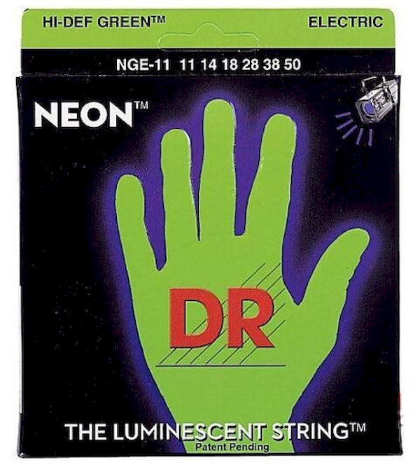 фото Струны для электрогитары dr nge-11 neon hidef green 11-50, dr strings