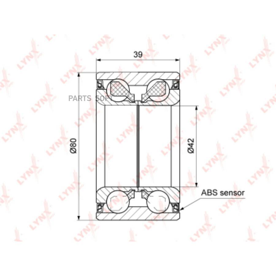 

Подшипник ступицы передний с abs, 39x42x80