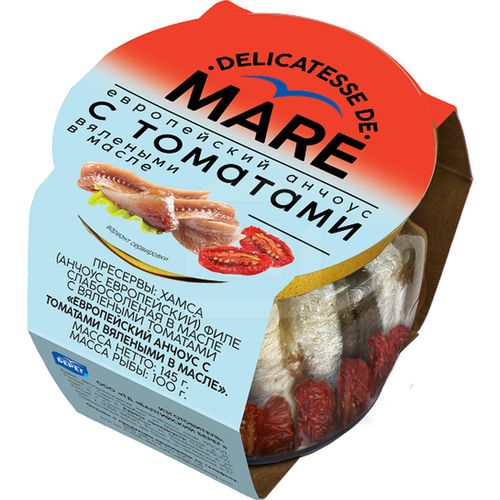 фото Анчоус балтийский берег delicatesse de mare с вялеными томатами в масле филе 145 г