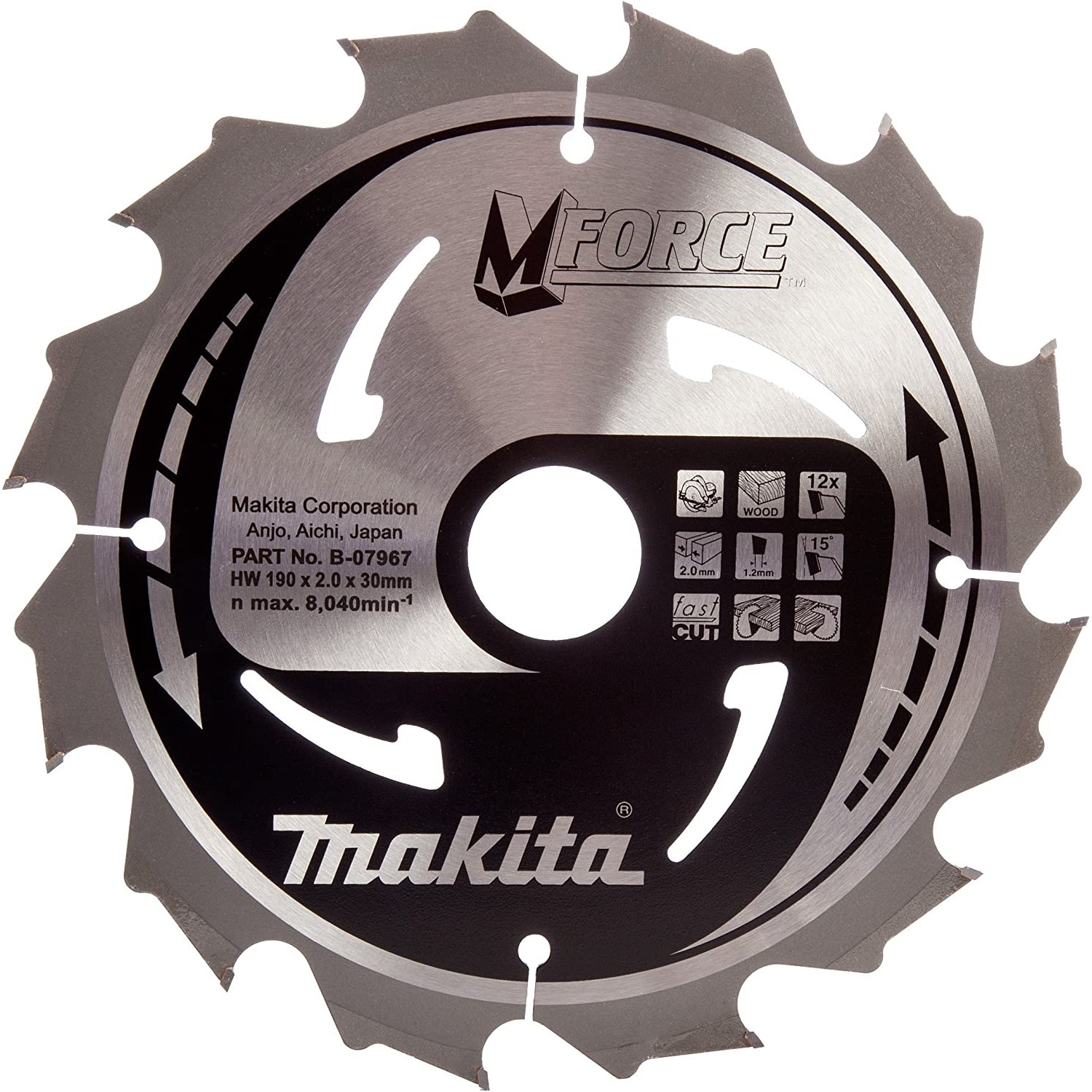 фото Пильный диск makita b07967 m-force 190х30х2.0х12т