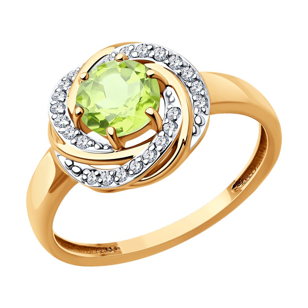 

Кольцо из золота р. 18,5 Diamant 51-310-02281-3, фианит\хризолит, 51-310-02281-3
