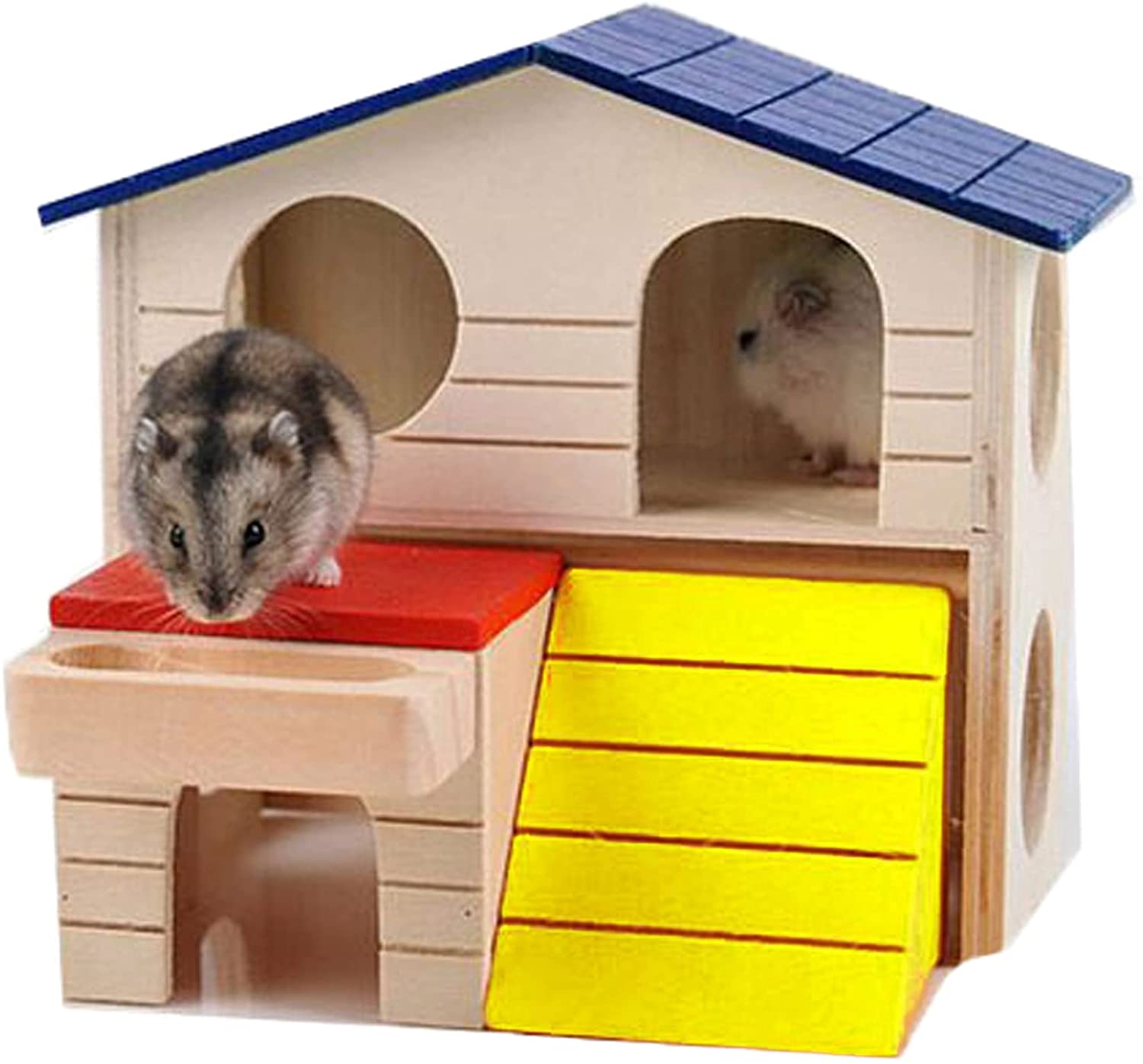 фото Домик для мыши, хомяки, крысы zoowell с лестницей, с миской дерево 17.5х15х16см