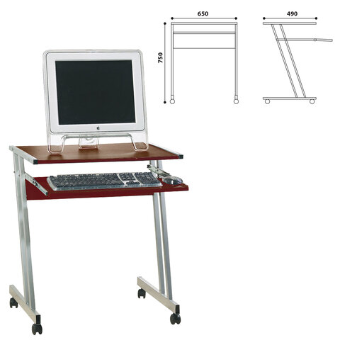Стол компьютерный на металлокаркасе, 650х490х750 мм, ЛДСП, цвет орех, Д-249