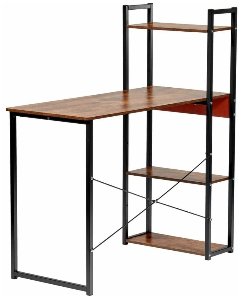 

Стол компьютерный с полками Frame FR 0692 Темное дерево/Черный 1000x450x1100