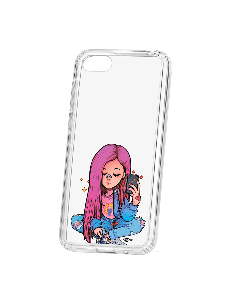 фото Чехол на huawei honor 7a kruche print pink hair кruче