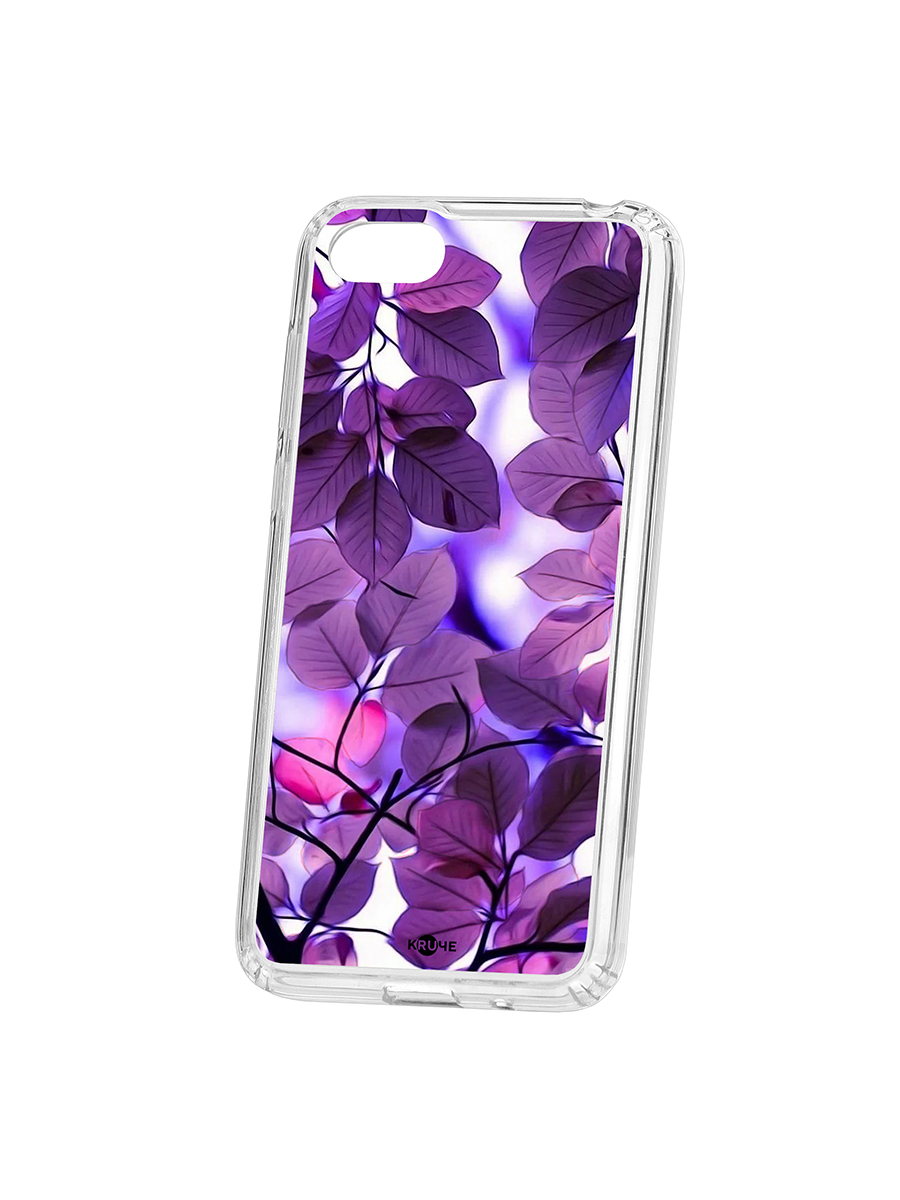 

Чехол на Huawei Honor 7A Kruche Print Purple leaves, Разноцветный;прозрачный