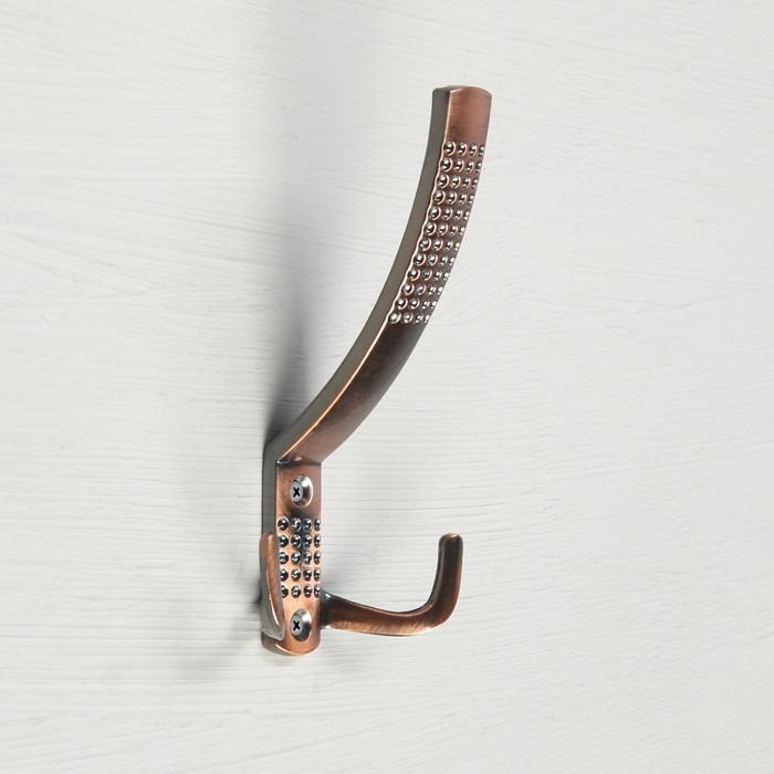 ТУНДРА Крючок мебельный KM302AC, трёхрожковый, цвет медь