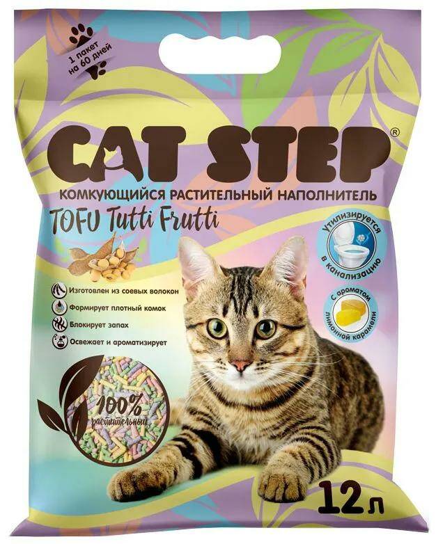 

Комкующийся наполнитель Cat Step Tofu Tutti Frutti растительный, 12 л