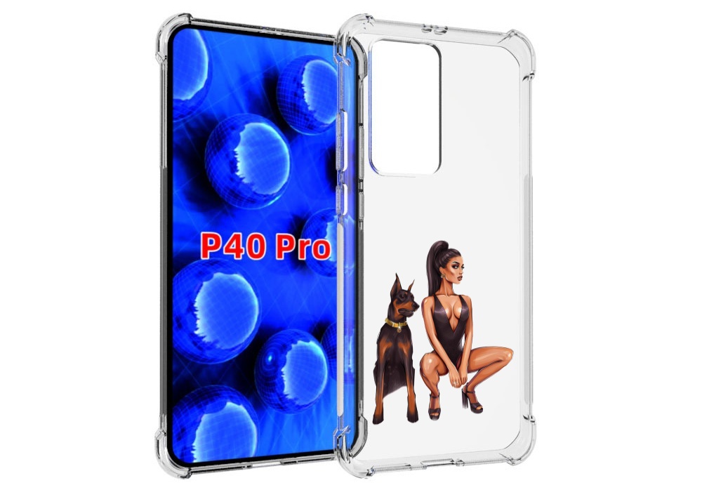 Чехол MyPads Борзая-девушка для Huawei P40 Pro противоударный