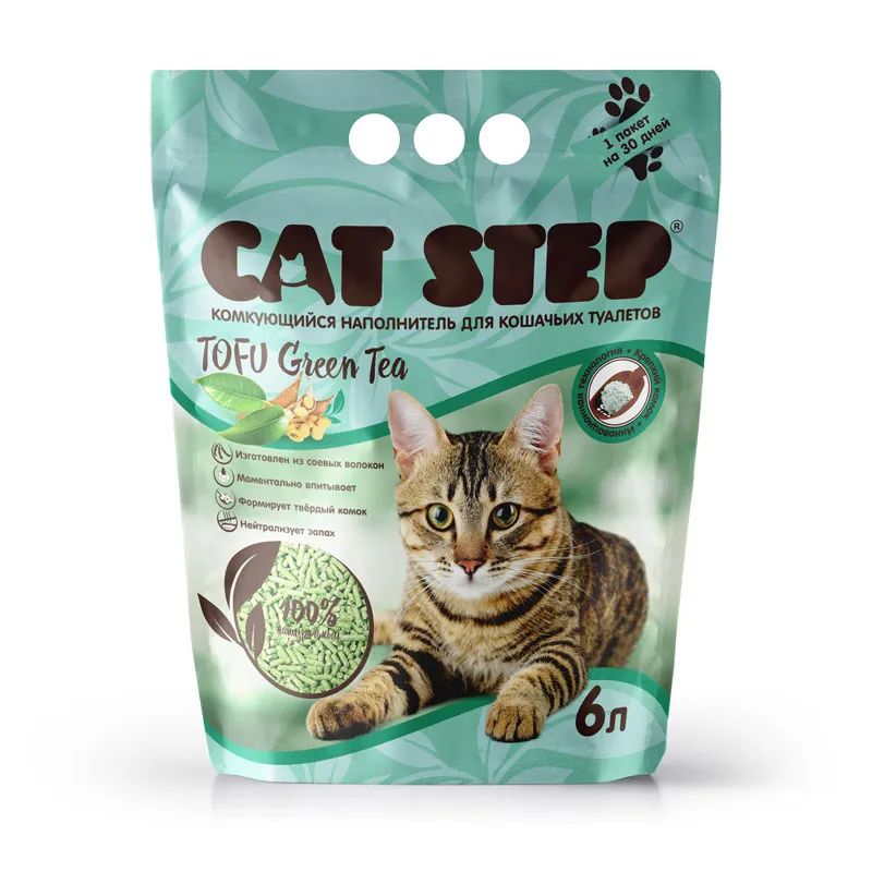 

Комкующийся наполнитель Cat Step Tofu Green Tea растительный, зеленый чай, 6л