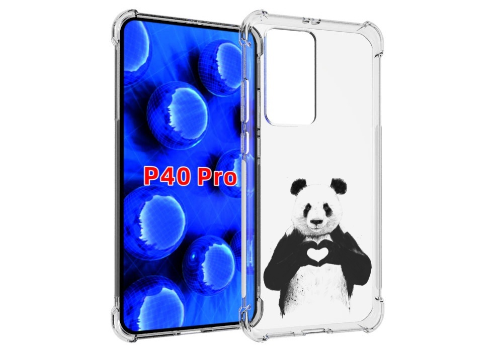 

Чехол MyPads Влюбленная панда для Huawei P40 Pro противоударный, Прозрачный, Tocco