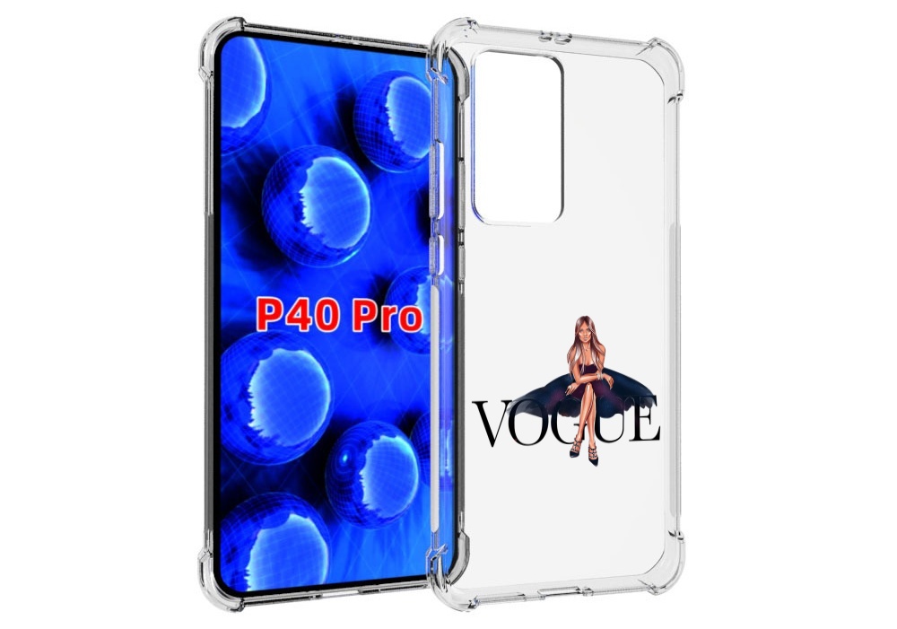 

Чехол MyPads Вог-девушка женский для Huawei P40 Pro противоударный, Прозрачный, Tocco