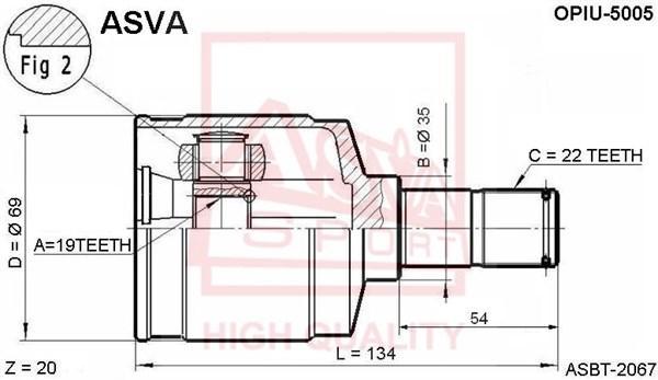 

ASVA ШРУС внутренний 19x35x22 ASVA OPIU5005