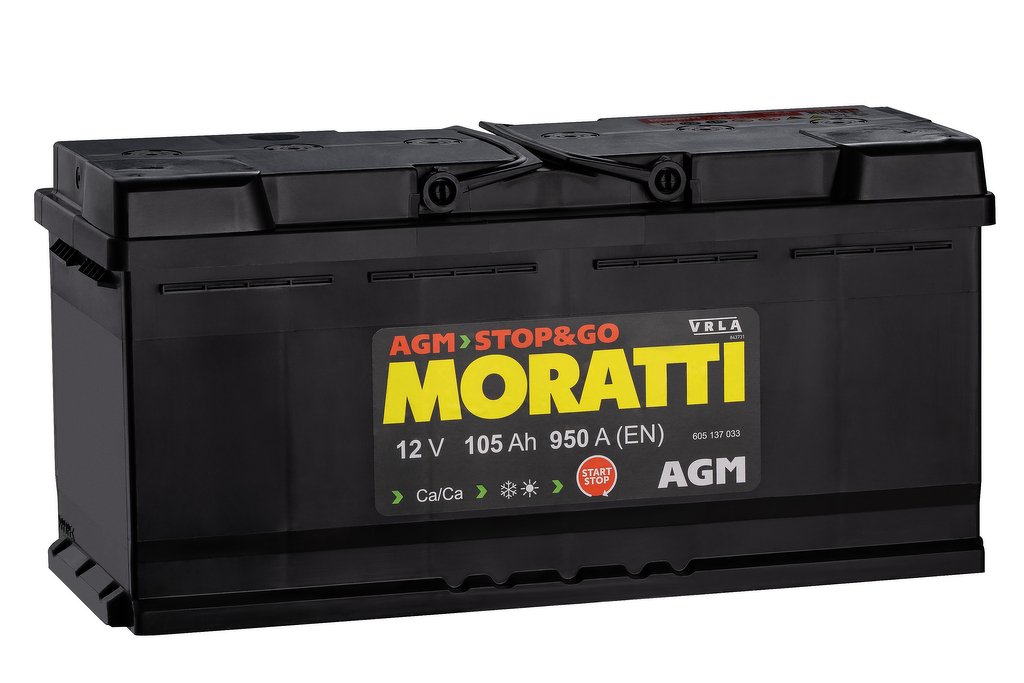 

MORATTI 605137033 АКБ Start-Stop AGM 105 А/ч о.п. Moratti ток 950 394 х 175 х 190