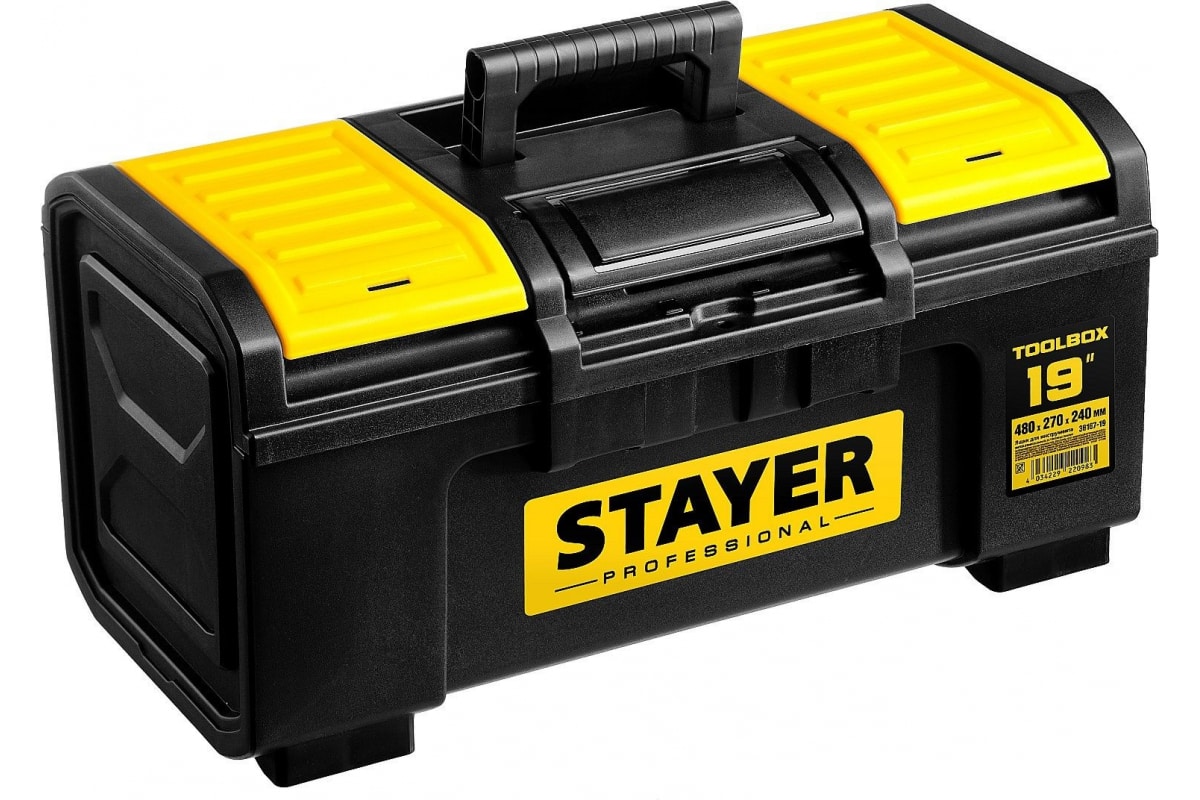 stayer fiberglass 680 г с фиберглассовой рукояткой столярный молоток гвоздодёр professional 2026 z02 Ящик для инструмента STAYER 38167-19 TOOLBOX-19 PROFESSIONAL