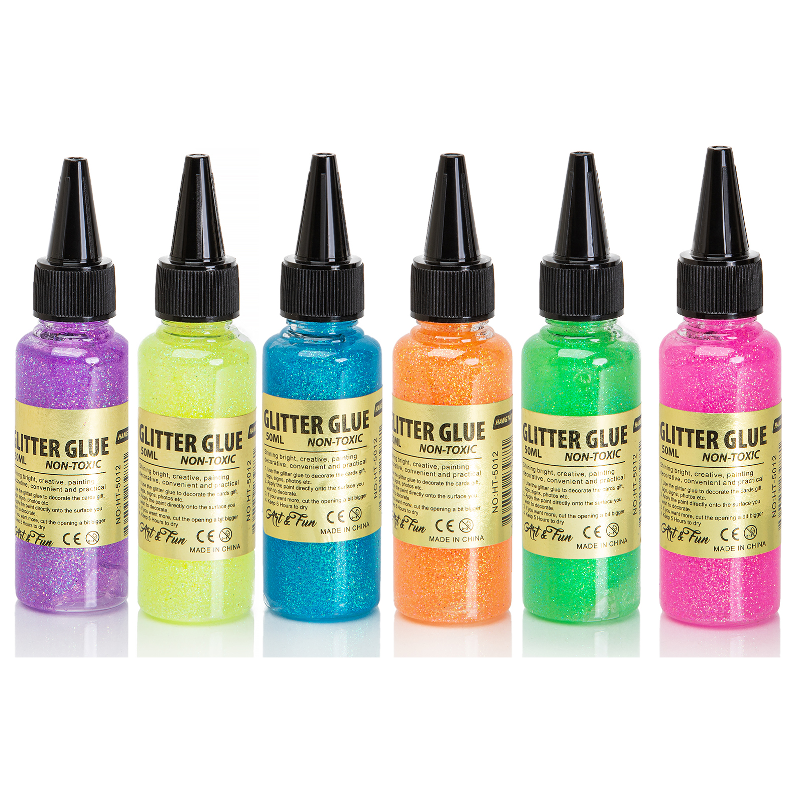 Глиттер для слаймов Wellywell Glitter glue 50 мл, 6 штук Blestki_GlitterGlue_6