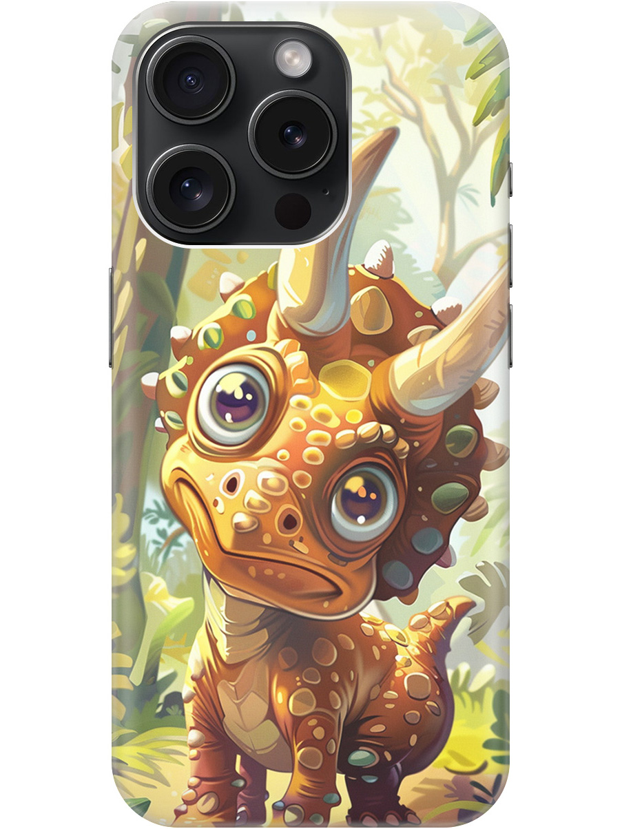 

Силиконовый чехол на Apple iPhone 15 Pro с рисунком "Малыш-динозавр", Желтый;зеленый, 20000009