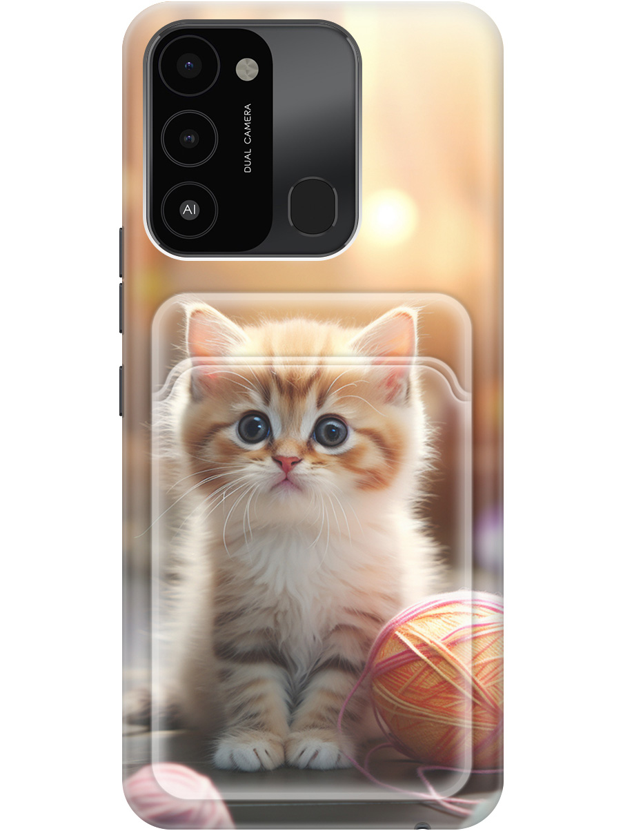

Силиконовый чехол на Tecno Spark 8C / Go 2022 с рисунком "Котик и нитки", Белый;желтый;розовый, 20011932