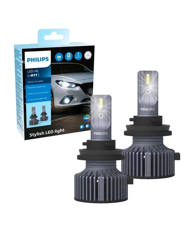 Лампа светодиодная автомобильная Philips H11 25W Ultinon Pro3022 LED 12/24V 11362U3022X2