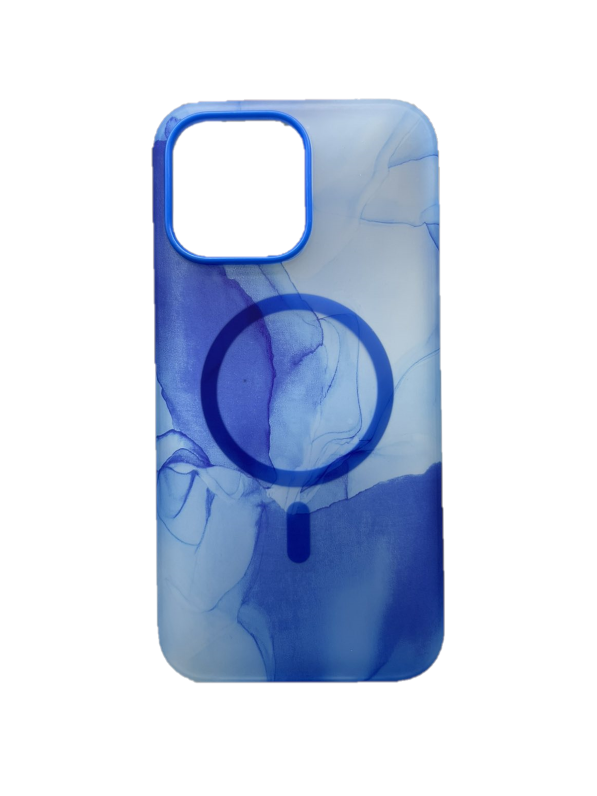 

Чехол для iPhone 14 Pro Max акварельные MagSafe Silicone Case синий, Разноцветный