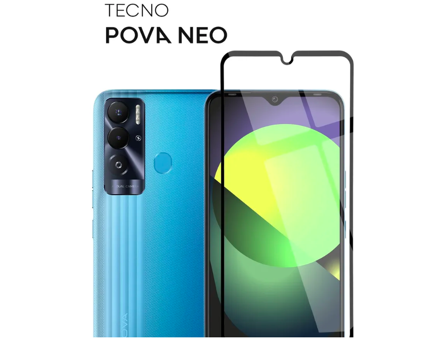 Защитное стекло BaseMarket для Tecno Pova Neo (2022) (полное покрытие) (черное)