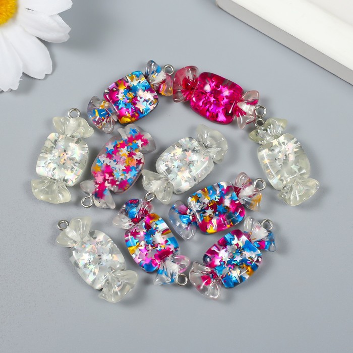 

Декор для творчества Арт Узор Звёздная конфетка с петелькой микс 0,4х1,3х2,8 см, 10шт, Разноцветный