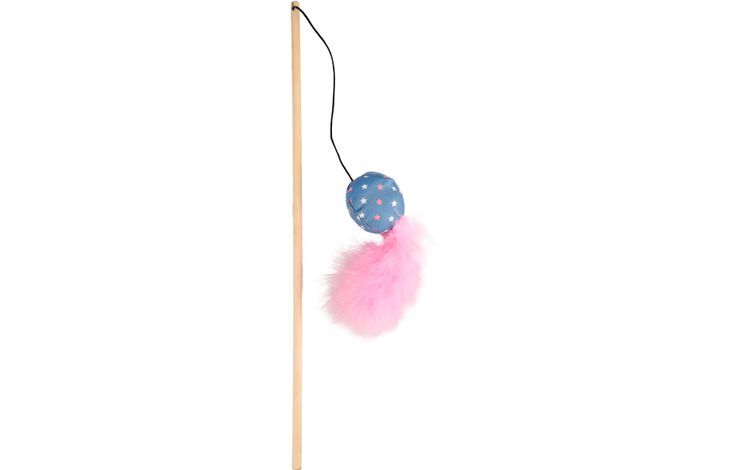 Игрушка для кошек Flamingo Удочка Винни + шар с пером текстиль 40 см