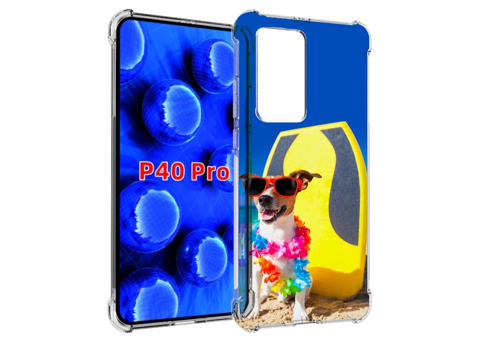 

Чехол MyPads Гавайская-собака для Huawei P40 Pro противоударный, Прозрачный, Tocco