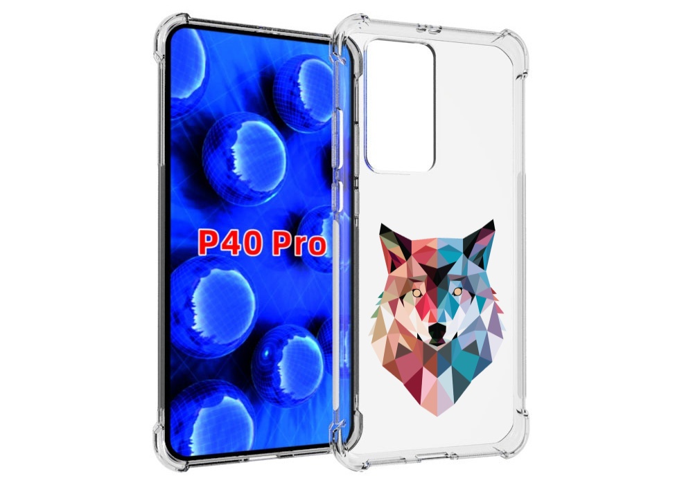 Чехол MyPads Геометрический-волк для Huawei P40 Pro противоударный
