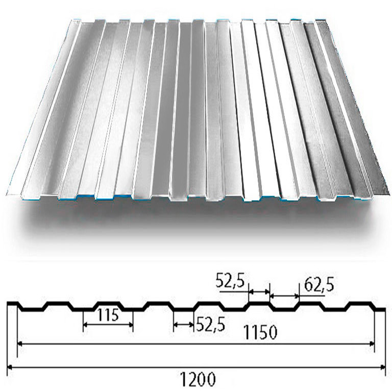

Профлист С-8 1200*3000*0,40 мм оцинкованный (3,6 м²)