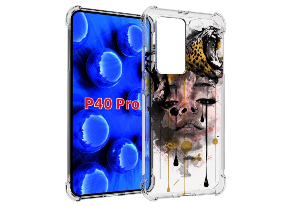 

Чехол MyPads Девушка гепард женский для Huawei P40 Pro противоударный, Прозрачный, Tocco