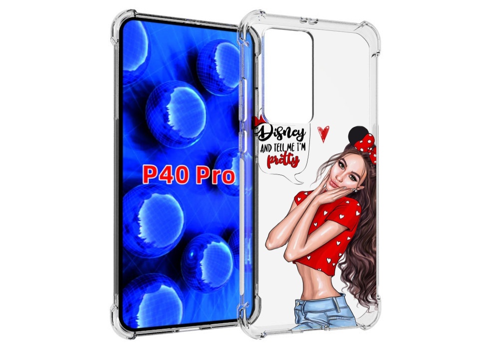 

Чехол MyPads Девушка-Мини женский для Huawei P40 Pro противоударный, Прозрачный, Tocco